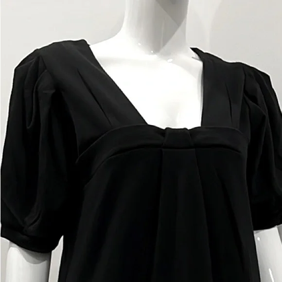 COUNTRY ROAD 100% Merino Wool. Black Midi Dress, Short Sleeve, Relax Fit - Picture 2 of 7